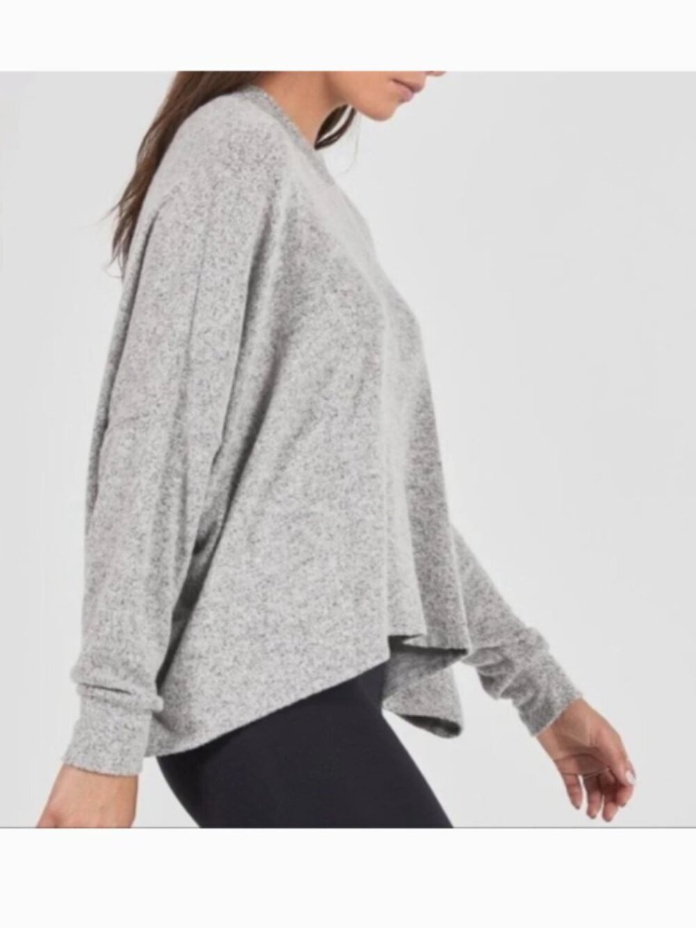 Joah Brown Womens Oversized Long Sleeve Top in Grey One Size - Picture 2 of 12